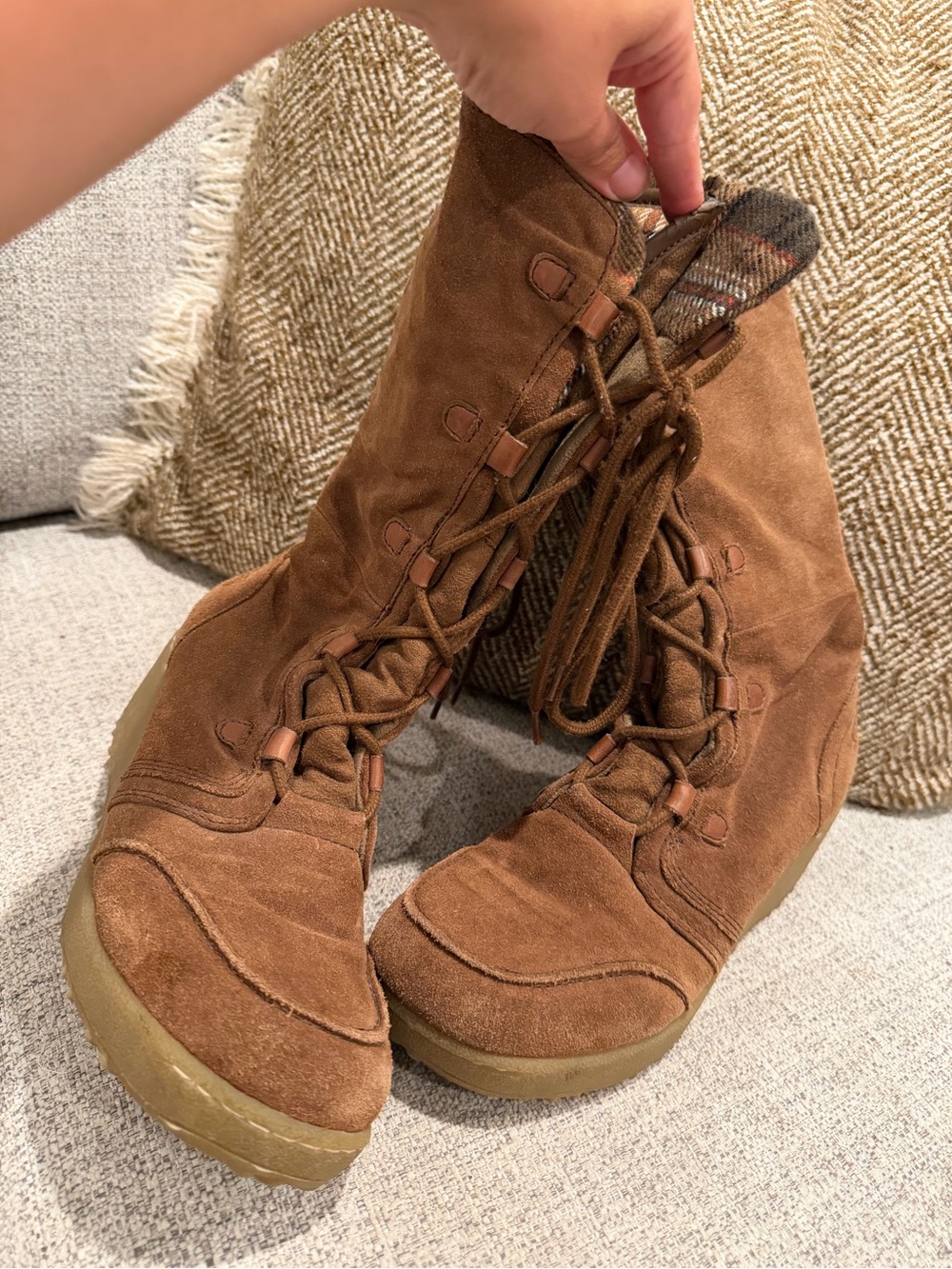 Women’s Roxy Suede Lace-Up Boots in Brown